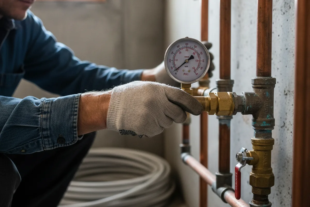 Pressure testing a repaired line during Water Line Repair in Hilham